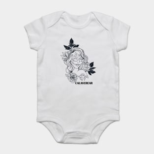 Sugar skull girl line drawing Baby Bodysuit